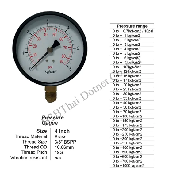 Pressure Gauge 4 นิ้ว ออกล่าง เหล็ก 250kgf