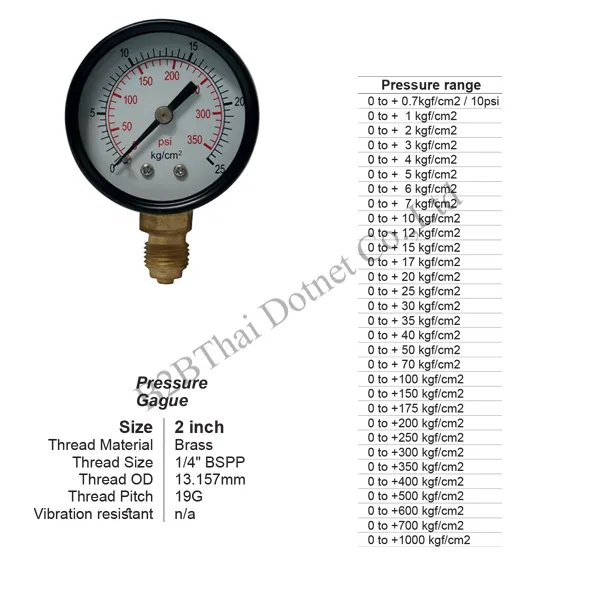 Pressure Gauge 2 นิ้ว ออกล่าง เหล็ก 300kgf